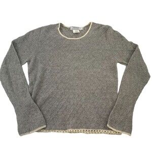 Indigenous Designs Sweater Pullover Open Knit Gray Lightweight Alpaca Large
